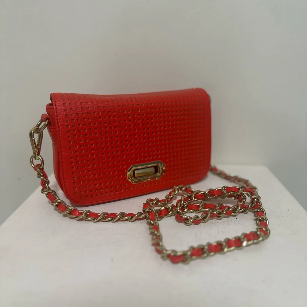 Banana Republic Red Crossbody Bag with Gold Accents - Picture 13 of 14